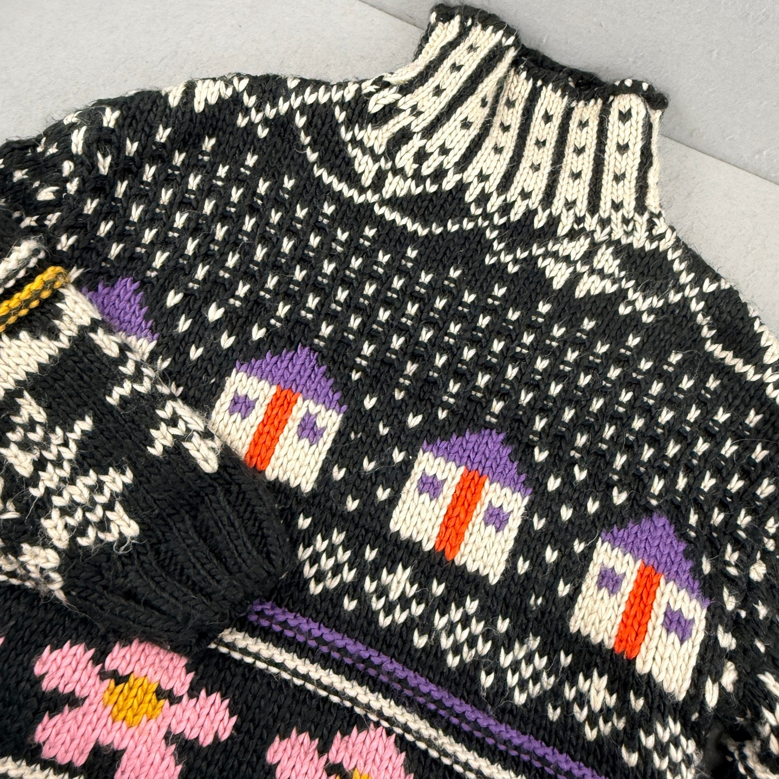 Kimchi Blue Womens Xs Black Fair Isle Urban Outfitters Chunky Knit Sweater